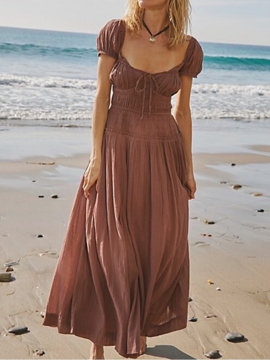 Free People Dresses & Skirts - Free People Feeling Bonita Maxi Dress Open Back Mocha Slice Brown Small